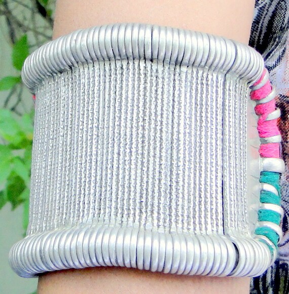 Ethnic Tribal Old Silver Wide Cuff Bracelet Upper