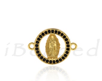 Virgin Mary Connector/Links,Micro Pave Cubic Zirconia Our Lady Charms,Brass Bead,DIY Jewelry Accessories 18x14mm