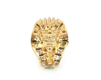 Egyptian Pharaoh Head Beads CZ Pave Sphinx Beaded Charm for Bracelet Jewelry Making Findings 10x14mm 2Pcs