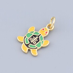 Dainty Enamel Turtle Pendant,18K Gold Filled Ocean Charm,Sea Life Charm,DIY Jewelry Making,16.5x11.5mm