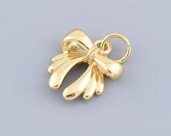 Stunning Gold-Toned Bow Charm, Intricate Knot Pattern, Ideal for Crafting Necklaces, Lightweight & Durable, 13x11.5mm