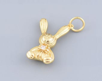 18K Gold FilledCute Rabbit Pendant,Rabbit Head Pendant,Animal Charm,DIY Jewelry Accessories ,17x10.5mm