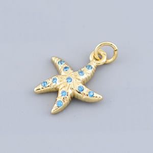 18K Plated Gold Summer Charms,Sea Star Pendant, Micro Pave CZ Starfish Charms,Ocean Jewelry, for DIY Jewelry Making,17x14.5mm