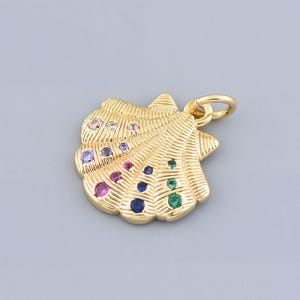 Exquisite Jewelry,18K Gold Filled Zircon Shell Pendant, Shell Charm, Ocean Jewelry, Sea Jewelry, 17x16mm