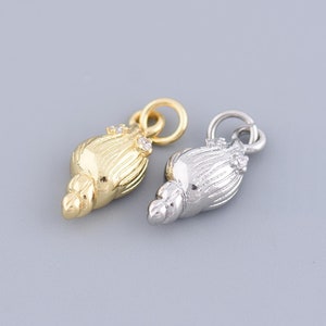Ocean Charms,Minimalism Jewelry,18K Filled Gold Conch Pendant,Beach Charms,Pave CZ Conch Charms ,for DIY Jewelry Making,16x7.5mm