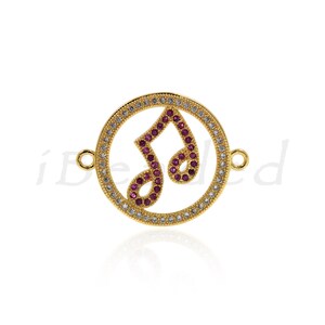 Music Note Charm,Micro Pave CZ Stone Bracelet/Necklace Connector,Brass Pendant for DIY Handmade Accessories 26x20mm