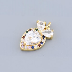 Brilliant Golden Love Heart Trinket - Exquisite Rainbow Pendant, Shiny Necklace Piece, Special Affection Gift,18x11.5mm