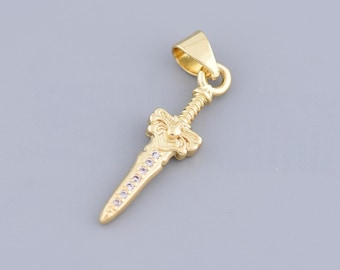 18K Plated Gold Pendant Necklace, Sword Pendant Necklace ,  Necklace, Jewelry, Necklaces for Women, Gifts for Her,23.5x6.5mm