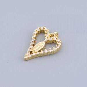 Squisito ciondolo a forma di cuore, ciondoli d'amore, gioielli della Vergine Maria, gioielli religiosi, ciondolo della fede, ciondoli perfetti, 19,5 x 15 mm