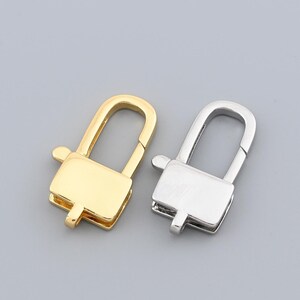 Modern Rectangle Lock Connector in 18K Gold Filled Finish for Trendy Necklace or Bracelet Designs 13.6x25.2mm