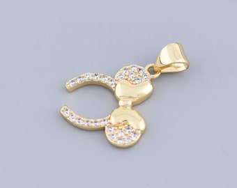 18K Gold Filled Mouse Head Charm, Gold Mouse Head Pendant ,for Necklace/Bracelet//Component/Supply Jewelry Making, Holiday Gift, 16x14.5mm