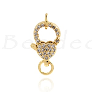 CZ Micropavé Lobster Clasp Pendant for DIY Bracelet Necklace, 15x9mm