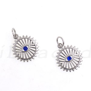 CZ Filled Gold Evil Eye Pendant, Sun Charm, Minimalist, For Jewelry Making 12.5mm
