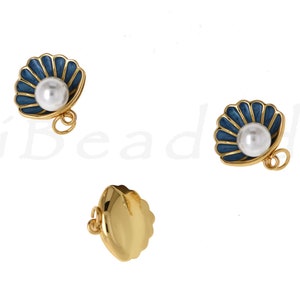 Vergoldeter Perlmutt Muschel Anhänger, Strand Anhänger, MuschelKette, Muschel Anhänger, DIY Schmuckzubehör, 16x15,5mm