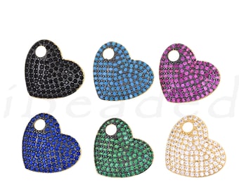 CZ Micro Set Zircon Heart Spacer Beads, DIY Bracelet Necklace Accessories, Wholesale Supplies, 19x18mm