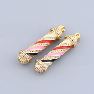 Exquisite Enamel Pencil Charms,Bar Necklace, CZ Pencil Necklace,18K Gold Filler Pencil Pendant,  DIY Jewelry Supplies 9.5x36mm