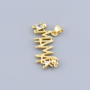 Impresionante colgante dorado con la palabra "Mamá", letras adornadas con cristales, regalo de joyería perfecto para mamá, 29 x 13,5 mm