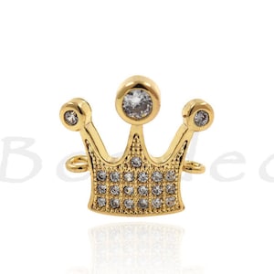 Conector Crown Micro Pave, conector de cobre, diamantes de imitación de mosaico, accesorios para collar de pulsera 16x15mm