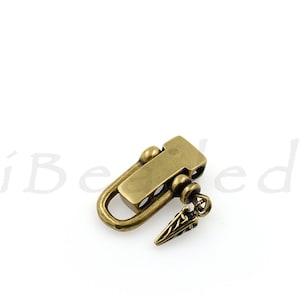 Hebilla de forma de U, hebilla ajustable de la cuerda del paraguas, hebilla de la pulsera, color retro, hebilla de latón, accesorios de la cuerda 38x21x6mm