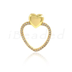 18K Gold Plated Hollow Heart Pendant, Heart Charm for DIY Bracelet Necklace, 24x19mm