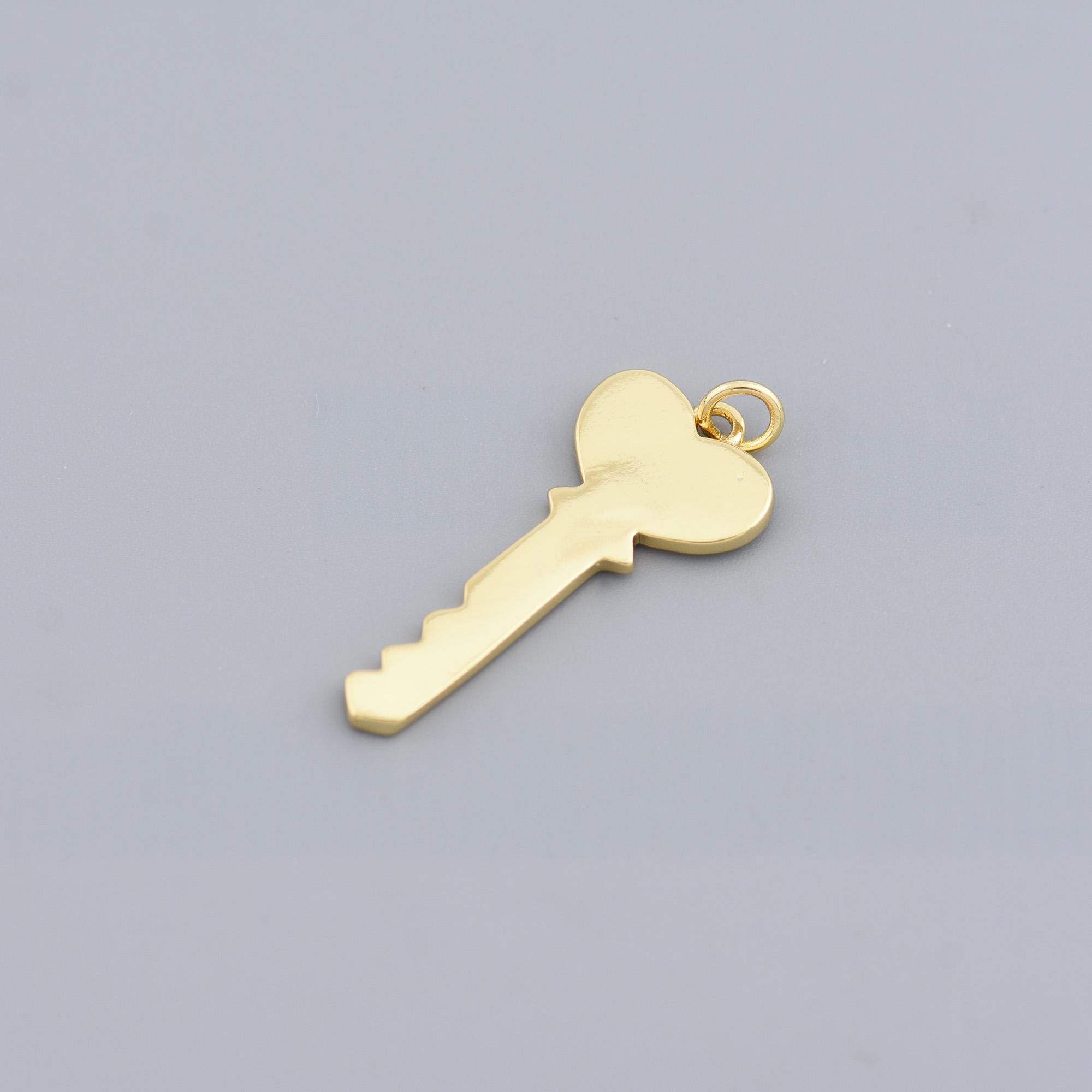 Delicate Gold Heart-shaped Key Charm for a Necklace Symbolizing Love ...