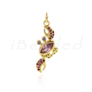 18K Gold Plated Delicate Frog Jewelry, Frog Necklace with Gemstones, Frog Pendant, Birthday Gift, 26x11mm