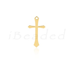 18K Gold Plated Cross Charm, Brass Cross Charm, Christian Jewelry, Christmas Gift, 24x13mm