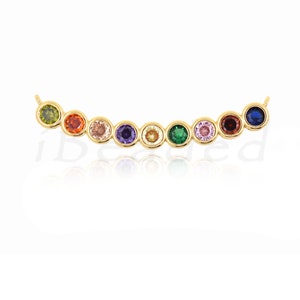 18K Gold Plated Color Long Round Connector, CZ Micro Pave Round Long Charm Connector for Jewelry Supply, 35x8.5mm