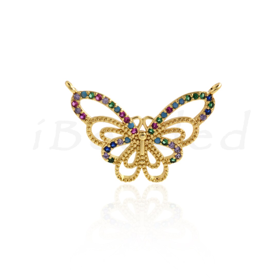 Colorful Zircon Butterfly Pendant Brass Butterfly Pendant - Etsy
