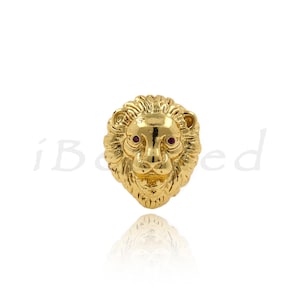 Micro Pave Lion Head Spacer,Copper Spacer,Loose Beads,Jewelry Findings, Lion Head Charm,Animal Jewelry Accessories  11x13x10mm