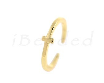 18K Gold Plated Cross Ring, Cross Charm, Religious Jewelry, For Jewelry Making, 20x4.5mm