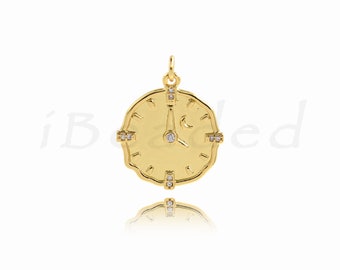26x29mm 24k Shiny Gold Roman Numerals Clock Charm, Gold  display picture 3