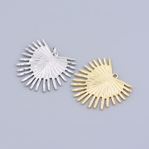 18K vergulde gouden Sunburst-hart hanger ketting, unieke ketting Sunburst, Sunshine-ketting, voor het maken van sieraden, 29,5 x 28 mm