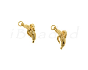 18K Filled Gold Banana Pendant, Fruit Pendant for DIY Bracelet Necklace, 17.5x9.5mm