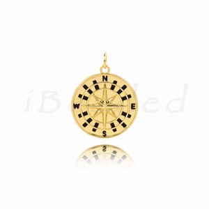 Simple Brass Compass Pendant, 18K Filled Gold Compass Pendant, Compass Charm, DIY Jewelry Making Supplies, 20mm