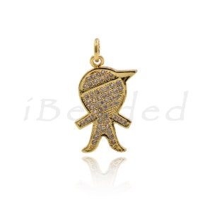 Micro Pave Pendant,Boy,Copper Pendant,Mosaic Rhinestone,Charm Pendants,Jewelry Supplies   12x21mm