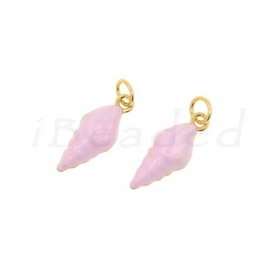 Pink Enamel Conch Pendant, Gold Plated Conch Pendant, Sea Charm, Ocean Jewelry, 19x7.5mm