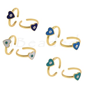 Evil Eye Ring, Lucky Eye Ring, Enamel Charm, 8x19.8mm