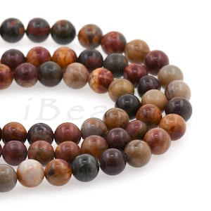 Natural Picasso Stone Loose Bead,Round Smooth Gemstone Beads,DIY Bracelet Accessory 6mm/8mm/10mm 1Str