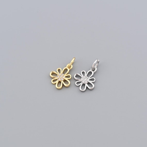 Pendentif Breloque En Argent 925 Du XIXe Siècle - Gravure Florale Double Face, 30x12mm, Occasion