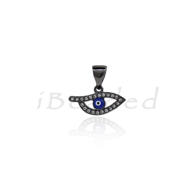 Blue Evil Eye Pendants,Pave CZ Stone Eye Charms,for Unique Jewelry Making Supplies 15x8mm