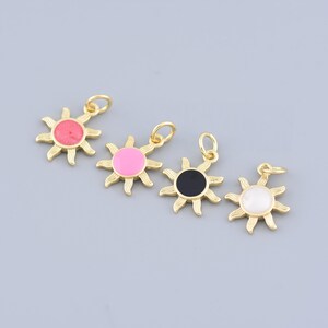 18k Plated Gold Celestial Bodies Charms, Simple Sun Pendant,Dainty Enamel Sun Charms, for DIY Jewelry Making,12.5mm