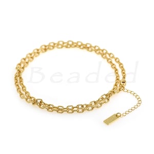 Gold Plated Twisted Oval Chain, Original Bracelet Necklace, 50 cm