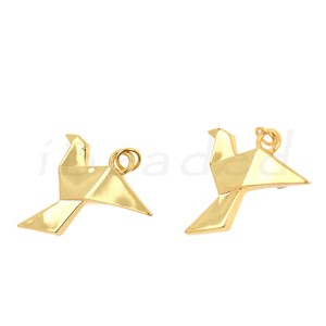 Messing Vogel Anhänger, Vergoldeter Vogel Anhänger, Vogel Charm, Gold Schmuck, Minimalist Schmuck, 27x24mm