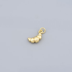 Adorable Croissant Charm in Gold with Layered Texture for Foodie Jewelry Collections ,15x8.5mm