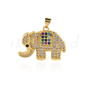 Pingente de elefante, colar de elefante, pingente de elefante dourado, pingente de animal, joias de elefante 10 peças