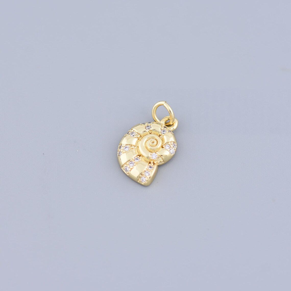 18K Gold Filled Shell Charms,seashell Pendant,micro Pave White CZ ...