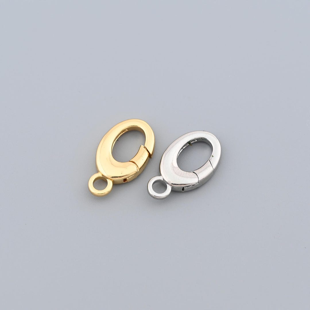 Small Oval Spring Clasp in 18K Gold Filled With Loop Ring for Custom ...