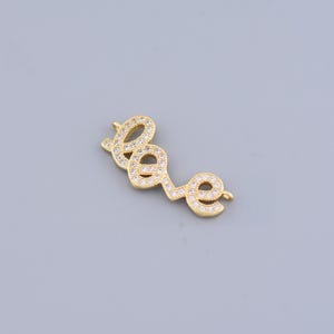 Love Connector Charm CZ Pave Spacer Bead para Pulseira Jóias Achados Presente de Amantes, 27 x 11 mm