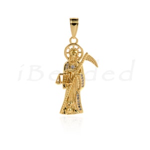 18K Filled Gold Reaper Pendant, Gold Pendant, Angel of Death, DIY Jewelry Accessories, 38x19mm